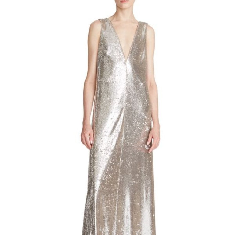 NWT Halston x Netflix Bianca Sequined Gown Size 8
